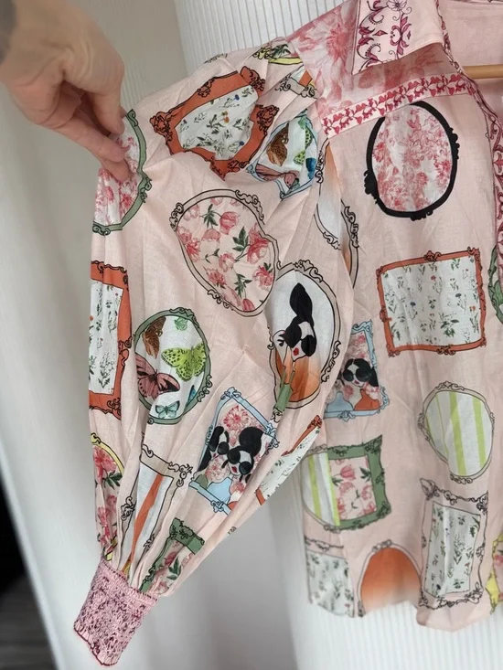 Alice+Olivia Mirror Mirror Stace Tiffie Drama Sleeve Blouse Size S HARD TO FIND - Picture 11 of 11